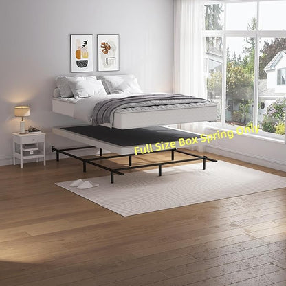 NHODIR Full Box Spring 3 Inch Heavy Duty Box Spring Mattress Foundation, Metal Bed Base with Fabric Cover, Noise Free Easy Assembly