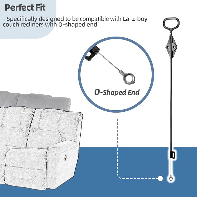 Recliner Pull Handle Replacement Compatible with Lazyboy - D Ring Parachute Style Recliner Release Cable Replacement for Lazy Boy Couch Sofa