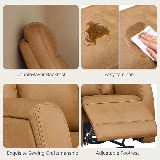 KISLOT Wall Hugger Power Recliner Chair with USB & Type-C Ports Faux Leather Recliner 135° Reclining Small Space Electric Sofa for RV Living Room Bedroom