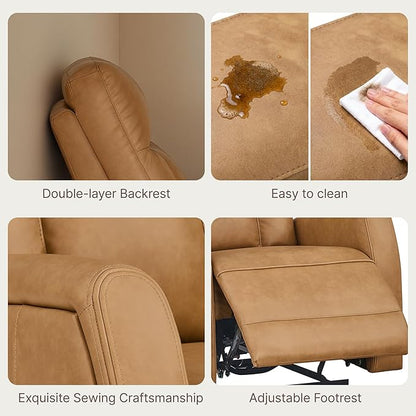 KISLOT Wall Hugger Power Recliner Chair with USB & Type-C Ports Faux Leather Recliner 135° Reclining Small Space Electric Sofa for RV Living Room Bedroom