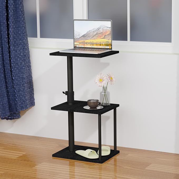 Faesun Swivel Side Table for Couch Arm, Adjustable C End Table for Recliner or Bed, Tv Trays with Storage Shelf for Small Spaces Small Nightstand Table for Living Room, Bedroom