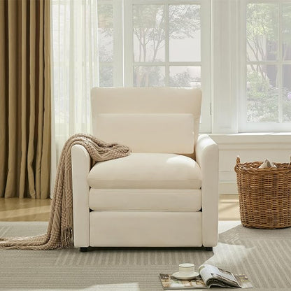 Iroomy Modern Accent Armchair – Cloud-Like Single Sofa with Pocket Spring Seat, Soft Chenille Fabric, Removable Cover, Cozy Lumbar Support for Living Room, Bedroom, Apartment, Beige