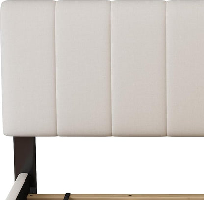 Full Size Upholstered Platform Bed w/Trundle Bed & 2 Storage Drawers | Twin Size Trundle,Two Drawers,LED Lighting Controlled by APP, USB+Type-C Charging Ports, Chenille Upholstered Bed Frame,Beige