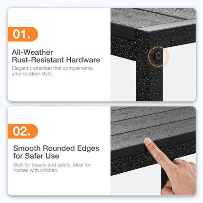 ODK Outdoor Coffee Table, Rectangle, Black