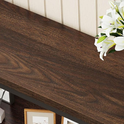 FATORRI Console Table for Entryway, Modern Entry Table with 3 Tier Shelves, Couch Tables Behind Sofa for Living Room (55 Inch, Dark Walnut)