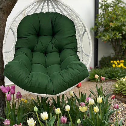 Outdoor Egg Chair Cushion with Ties,Non Slip for Backyard Garden,U Shaped Waterproof Replacement Cushions for Swing Egg Chair Hanging Basket Chair,Dark Green,47"*35"