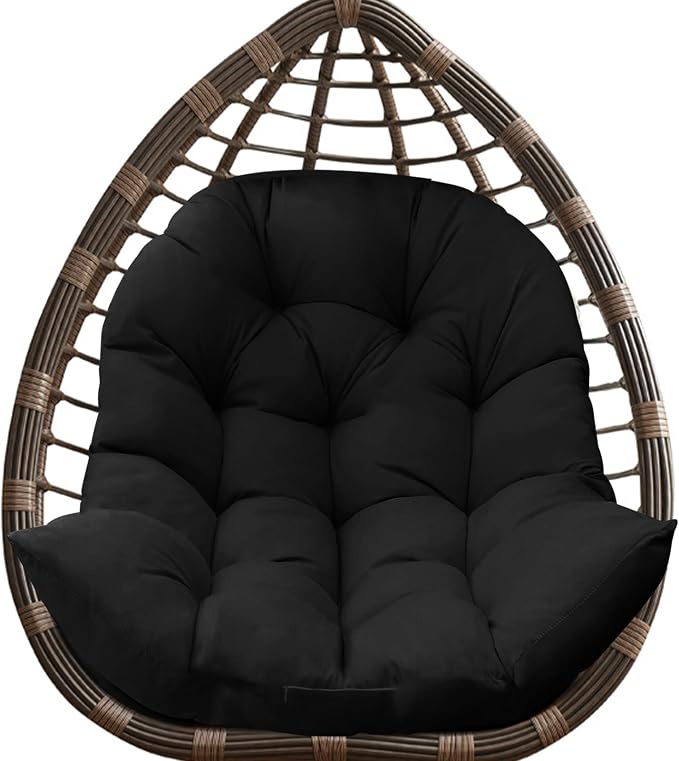 DANGHOOGY Egg Chair Cushion, Waterproof Outdoor Egg Replacement Cushions, Patio Chair Cushions for Outdoor Funiture, Thickened Hanging Chair Cushion, 35x47x7 Inches (Black)