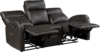 Lexicon Manual Reclining Sofa, Faux Leather Recliner Sofa, Wall Hugger, Track Arms, Magazine Pockets, Manual Dual Recliners Couch for Living Room/Office/Apartment, Easy Assembly, Espresso