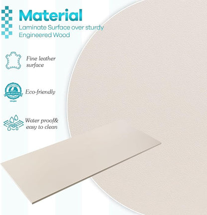 Kaboon Universal Tabletop 36"x20", Solid One-Piece Melamine Table Top, Double L Floating Desk DIY, Home and Office Countertop, Leather/Ivory