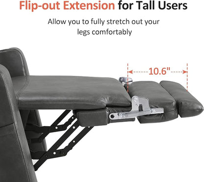 MCombo Lift Chair for Tall Man 6‘6’’, Dual Motor Power Lift Recliner Chair for Elderly, Lay Flat for Sleeping, Heat and Massage, USB & Type C, Faux Leather 7755 (Grey)