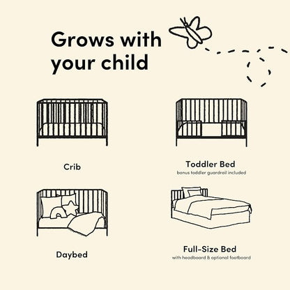 Storkcraft Rio 5-in-1 Convertible Crib and Toddler Guardrail – GREENGUARD Gold Certified, Toddler Bed Conversion Kit Included, Fits Baby Crib Mattress, Converts to Full Bed (Hazelnut)