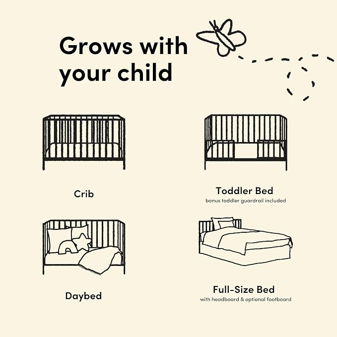 Storkcraft Rio 5-in-1 Convertible Crib and Toddler Guardrail – GREENGUARD Gold Certified, Toddler Bed Conversion Kit Included, Fits Baby Crib Mattress, Converts to Full Bed (Driftwood)