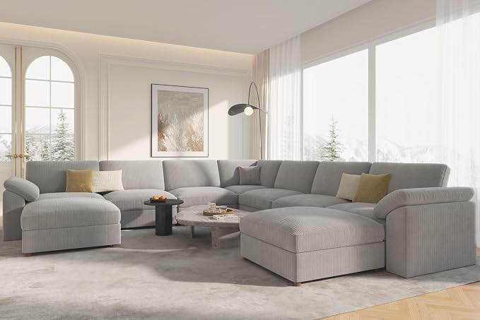 EASE MOOSE Oversized Sectional Sofa with Ottoman, Modern Luxury Wide Deep Modular Couch, U Shaped Couch for Big Spaces Living Room