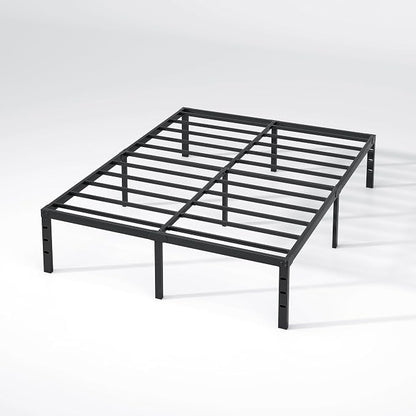 NEW JETO Metal Bed Frame,Full Size Bed Frame with Storage Space,Heavy Duty Sturdy Mattress Foundation,Easy Assembly,No Box Spring Needed, Black,16 Inch,Full