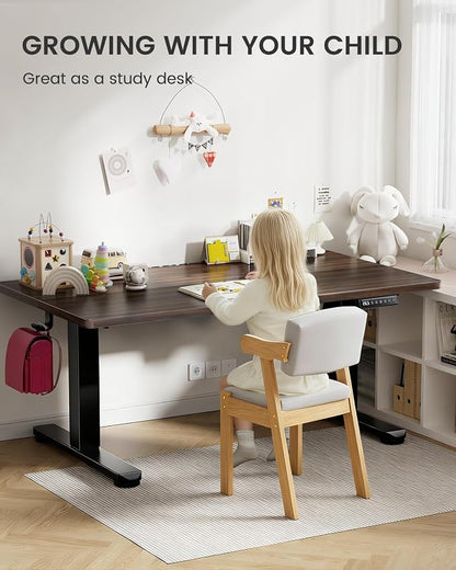 ErGear Low Height Adjustable Desk, Lifts 18.9-28.4 Inches, 48 X 24 Inches Electric Standing Desk for Kids, 4 Height Memory Settings & Storage Hooks, Home Office Computer Table & Study Desk, Walnut