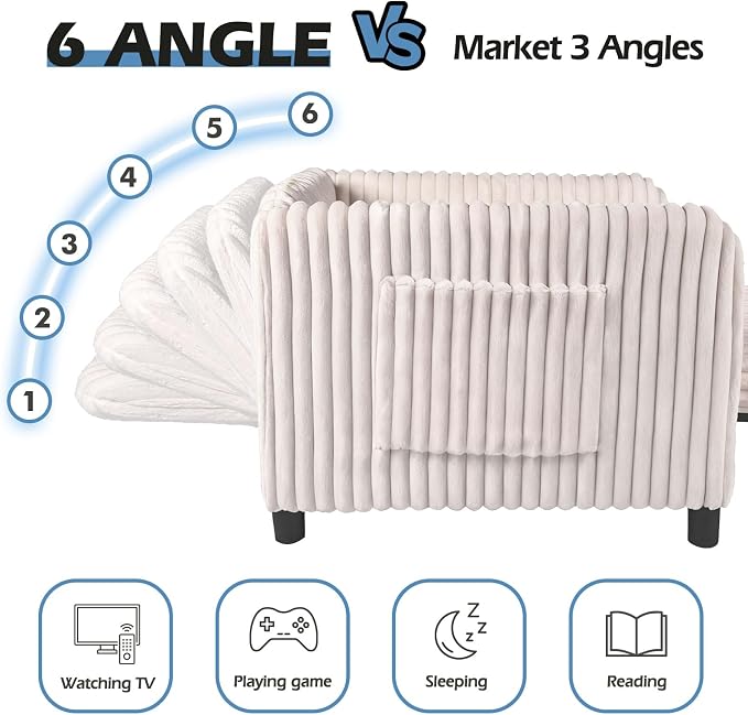 Sleeper Chair, 84" Extra Long Convertible Chair Bed, Upgraded 3-in-1 to 4-in-1 Pull Out Chair & Single Sofa Bed for Adult, Sleeping Chairs for Living Room, Small Space Faux Rabbit Fur White