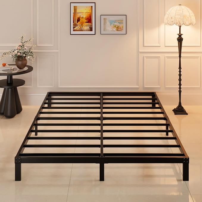 Maenizi King Size Bed Frame No Box Spring Needed, 8 Inch Heavy Duty King Platform Bed Frame Support Up to 3000 lbs, Easy Assembly, Noise Free, Black