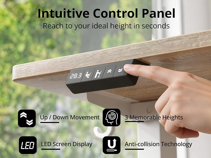 TIQLAB L Shaped Standing Desk Adjustable Height, Reversible Electric Corner Standing Desk, 63 x 55 inch Sit Stand Computer Table with Splice Board, Maple