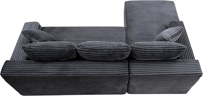 95" L-Shaped Cloud Sectional Couch, Left Facing Modular Compressed Boneless Sectional Sofa with Chaise Lounge, Plush Corduroy Boneless Corner Sofa for Living Room
