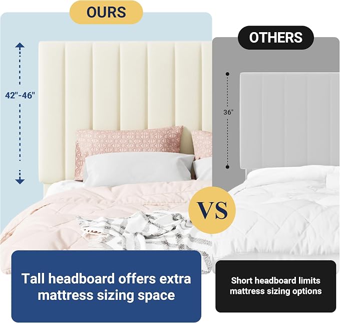Allewie Queen Size Storage Bed Frame, Vertical Channel Tufted Adjustable Headboard, Velvet Upholstered Platform Bed with 4 Oversized Underbed Drawers, Wooden Slats Support, No Box Spring Needed, Cream