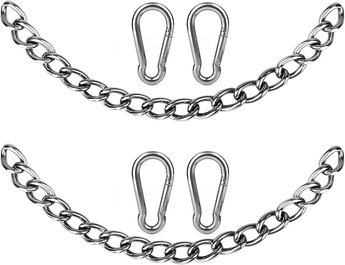 Heavy Duty Hammock Chains with 4 Carabiners - Stainless Steel Hammock Chair Hardware for Indoor/Outdoor Use, 1500 LB Capacity(2 Sets)