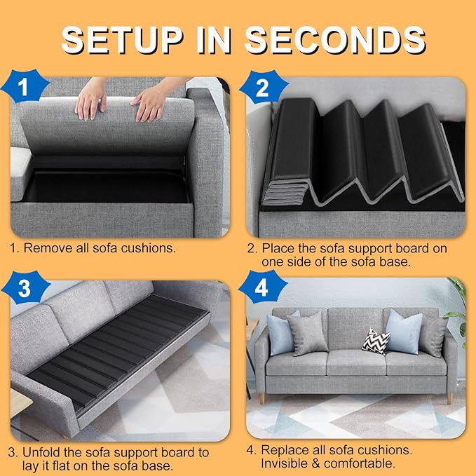 LAVEVE Heavy Duty Couch Cushion Support Board for Sagging Sofa, 21.5''x23'' Extra Thick Solid Wood Under Couch Insert with Anti-Slip Dots, Repair Sagging Spring Sofa and Replace Worn Cushions