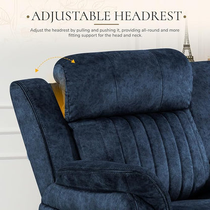 Power Reclining Loveseat with Zero Gravity, Adjustable Headrest, Power Reclining Loveseat with Console, USB/Type-C Ports, Electric 2-Seat Recliner Couch for Living Room(Blue, Loveseat)
