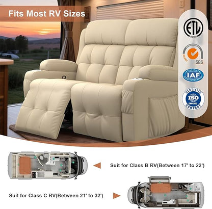 Loveseat Recliner Sofa, Home Theater Seating with Massage, Reclining Loveseats with Console, Wall Hugger RV Couch Movie Theater Chairs, RV Furniture Sofas with USB, Cup Holders, Drawer for Gaming Room