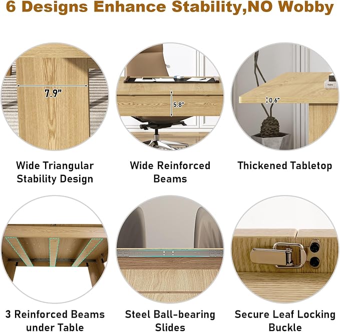 70.8"-110" Extendable Dining Table for 6-10 Person, Wooden Dining Room Table, Modern Extendable Table for Gatherings, Meeting for Small Kitchens, Dining Office Areas(Natural)
