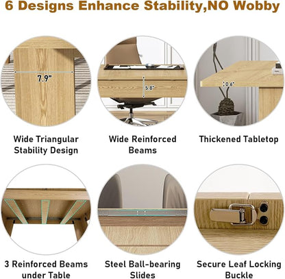 70.8"-110" Extendable Dining Table for 6-10 Person, Wooden Dining Room Table, Modern Extendable Table for Gatherings, Meeting for Small Kitchens, Dining Office Areas(Natural)