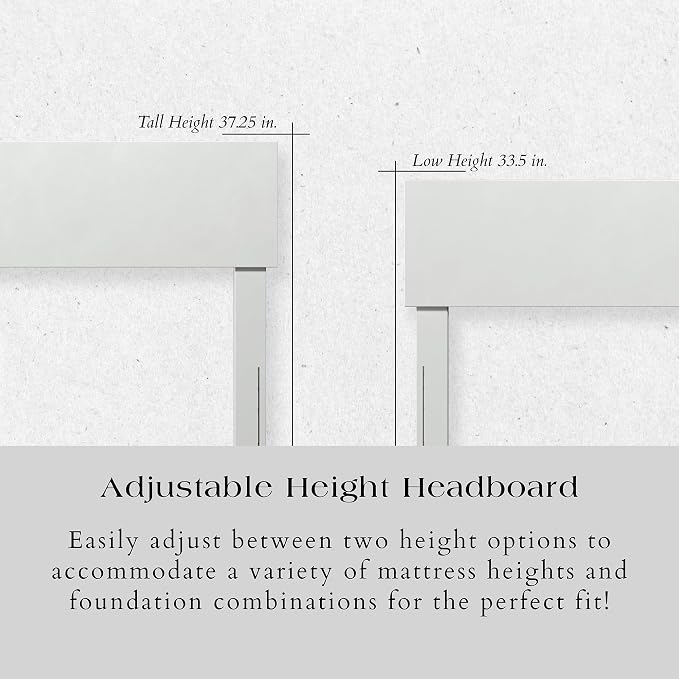 AFI, Orlando Twin Adjustable Modern Solid Wood Panel Headboard, White