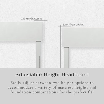 AFI, Orlando Twin Adjustable Modern Solid Wood Panel Headboard, White