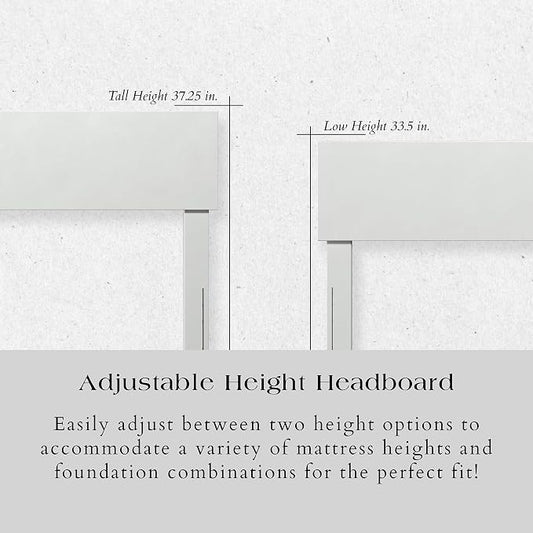 AFI, Orlando Twin Adjustable Modern Solid Wood Panel Headboard, White