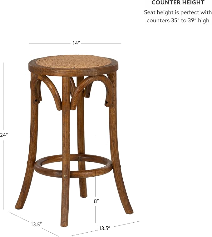 Linon Home Décor Tampa Walnut Backless Counter Stool,