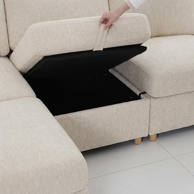 ERYE 132-Inch Oversized U Shaped Sectional Sofa 8 Seat Modular Storage Sofa Couch W/Deep Seat,Skin Friendly Plush Chenille Upholstered Corner Convertible Sectional W/Movable Ottoman