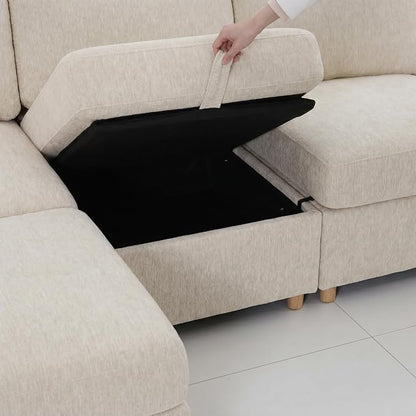 ERYE 132-Inch Oversized U Shaped Sectional Sofa 8 Seat Modular Storage Sofa Couch W/Deep Seat,Skin Friendly Plush Chenille Upholstered Corner Convertible Sectional W/Movable Ottoman
