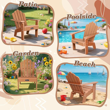 Kids Outdoor Chair, Kids Adirondack Chairs Set of 2, Toddler Outdoor Chair | CPC Certified, HDPE All Weather, Easy Assembly, Ergonomic Design, Fade Shield, Easy-Clean for Patio, Garden, Backyard, Beach