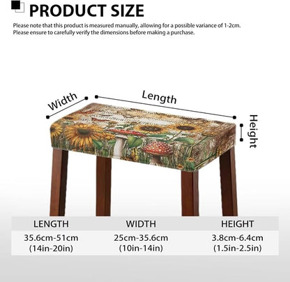 Mushroom Sunflower Bar Stool Covers Rectangle Butterfly Fall Bar Stool Covers Rectangle Set of 2 Stretchy Vanity Chair Cover Seat Cover with Elastic Band