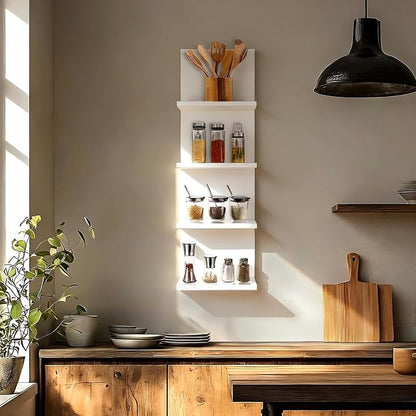 Homaterial 4 Tiers Floating Shelves, Modern Wall Mounted Shelf Storage Shelves for Home Decor, Perfume Organizer,Book Shelf, White