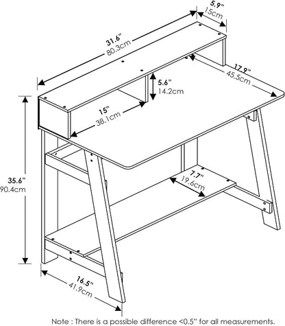 Furinno Simplistic a Frame Computer Desk, Espresso