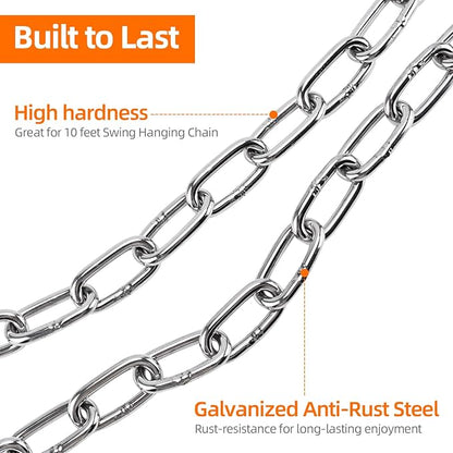 Yaeccc Heavy Duty Porch Swing Hanging Chain Kit,2 Pack Stainless Steel Porch Swing,1500 Lbs Capacity, Indoor/Outdoor Hanging Hardware (Silver, 105'' Long Chain)
