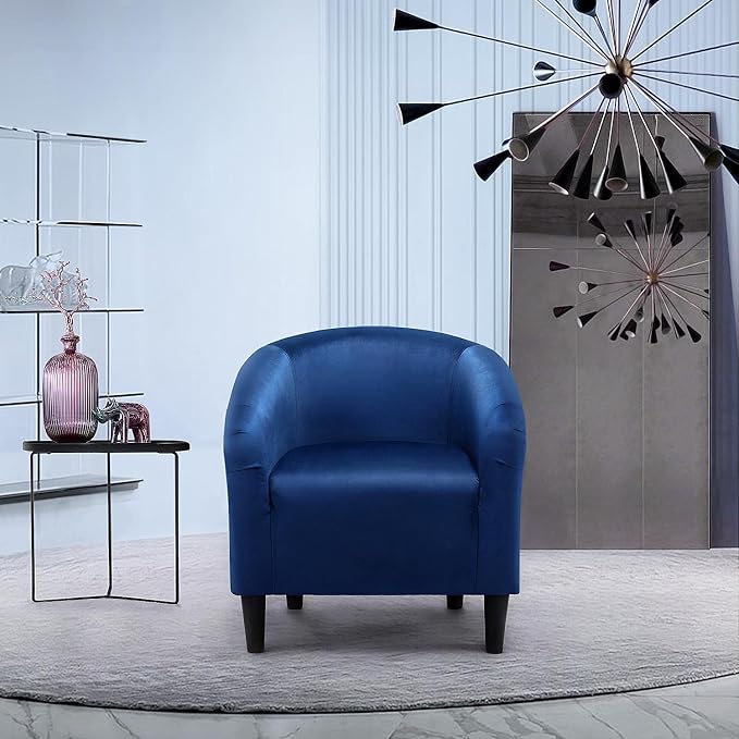 Topeakmart Velvet Accent Chair, Comfy and Modern Velvet Club Chair with Armrest and Sturdy Legs for Living Room/Bedroom Study, Set of 2, Navy Blue