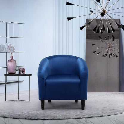 Topeakmart Velvet Accent Chair, Comfy and Modern Velvet Club Chair with Armrest and Sturdy Legs for Living Room/Bedroom Study, Set of 2, Navy Blue