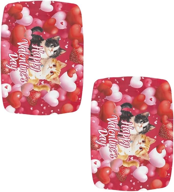 Red Covers for Bar Stool Seats Hearts Cats Foot Stool Covers Rectangular Valentines Decortaion Rectangle Stool Cover Stretch Seat Covers for Bar Stool Chairs