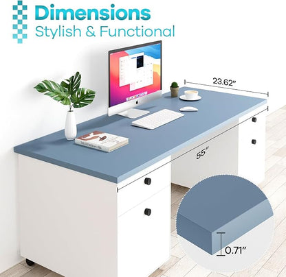 Kaboon Table Top 23.62" D x 55" W, Solid One-Piece Desktop, Universal Wood Countertop, Reversible Laminate Top, Double Desks, L-Desk DIY, for Home and Commercial,Grayish Blue