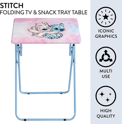 Disney Stitch Folding Tray Table,Portable Snack & Laptop Table, Compact Space-Saving Design for Kids & Teens, Lightweight Indoor Table for Bedroom, Dorm, or Playroom