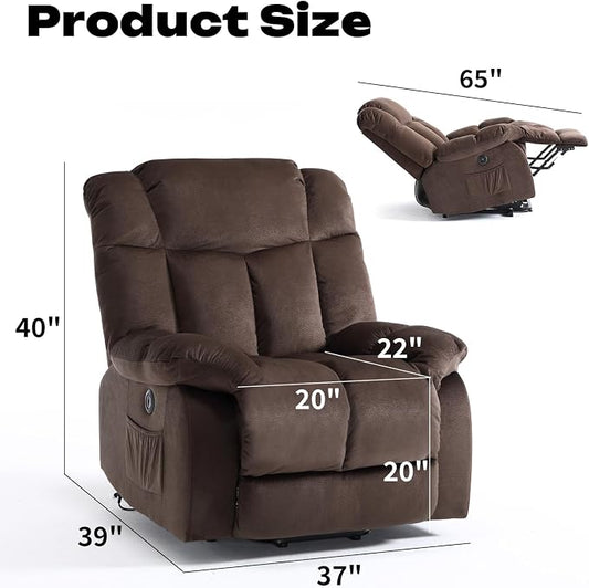 CANMOV Power Lift Electric Recliner Chair for Elderly- Heavy Duty and Safety Motion Reclining Mechanism-Antiskid Fabric Sofa for Living Room, Chocolate