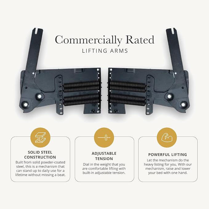 Wilding Wallbeds Murphy Bed Mechanism Hardware Kit (Universal Size Fits King, Queen, Full, & Twin) Spring Lift, Heavy Duty Powder-Coated Steel Vertical Wall Mount, DIY Wallbed, Supports Up to 2,000lbs