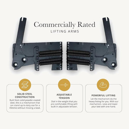 Wilding Wallbeds Murphy Bed Mechanism Hardware Kit (Universal Size Fits King, Queen, Full, & Twin) Spring Lift, Heavy Duty Powder-Coated Steel Vertical Wall Mount, DIY Wallbed, Supports Up to 2,000lbs