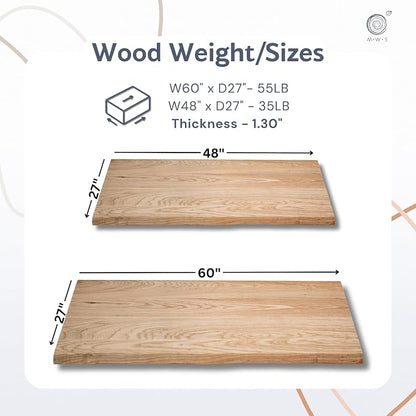 White Oak Solid Wood Table Top - Live Edge Wood Slab for Desktop, Countertop, Laundry, DIY Tabletop, Desk Top - 27" D x 48" W, Fully Finished and Scratch Resistant
